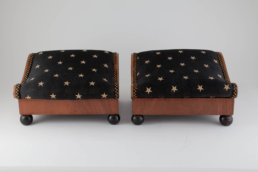 Pair of Biedermeier Upholstered Footstools