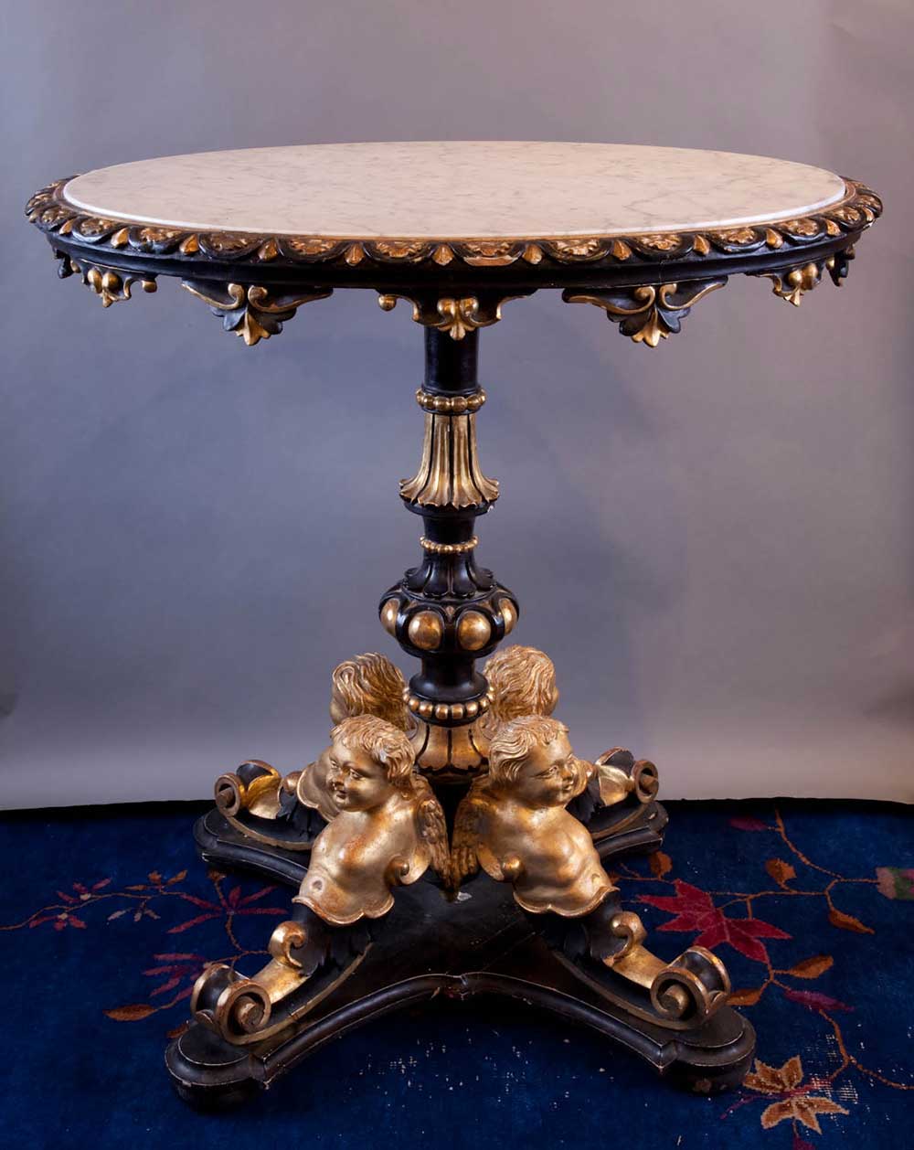 Italian Table with Marble Oval Top