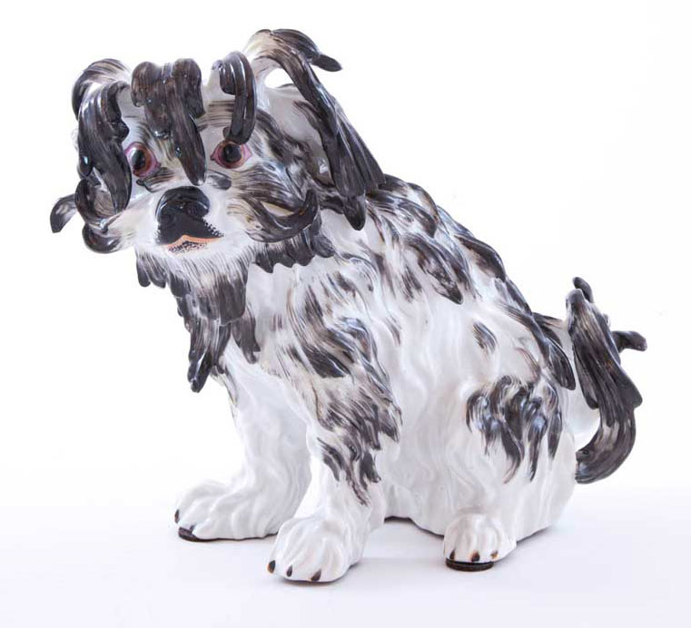 german porcelain bolognese figural dog