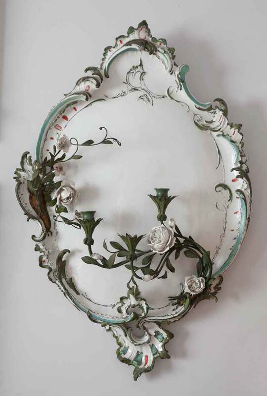 Porcelain and Tole Wall Sconce